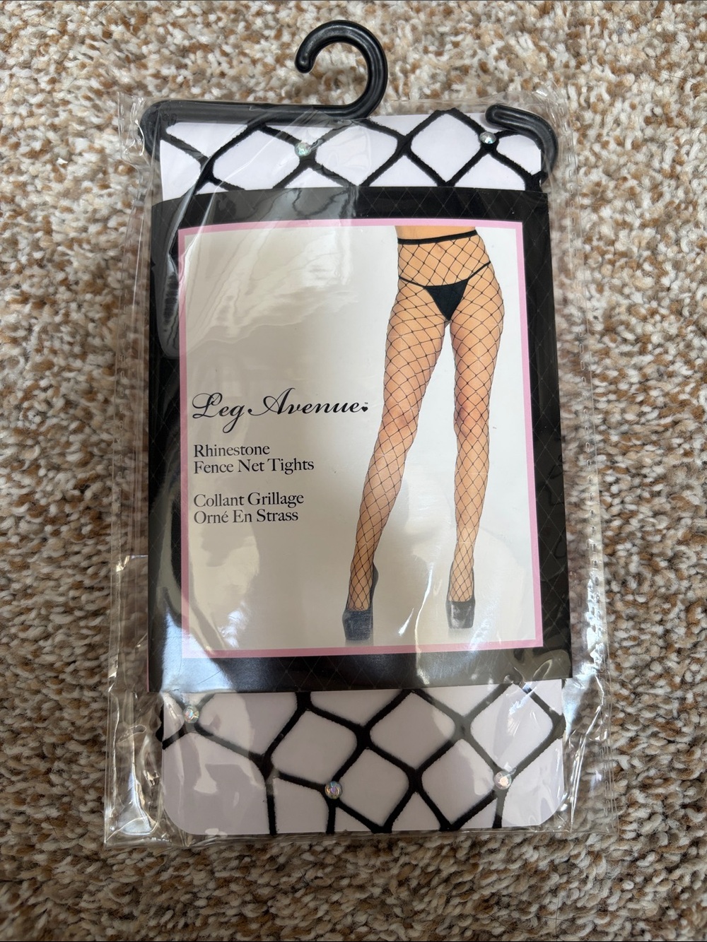 Leg Avenue Black Rhinestone Fence Net Pantyhose